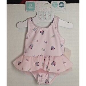 Disney Baby Pink Minnie Mouse Swimsuit Size 3 Months UPF 50+ New